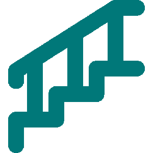 Concrete stairs teal logo
